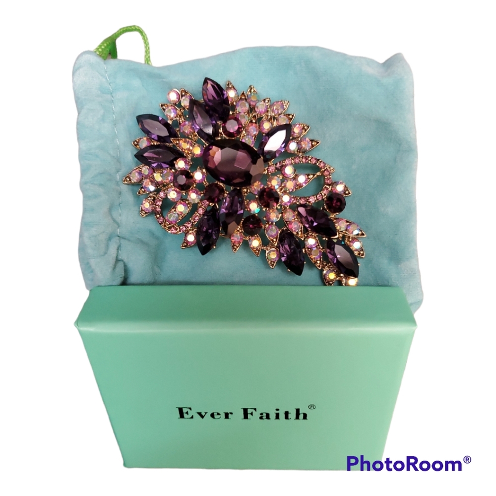 Purple Crystal Brooch